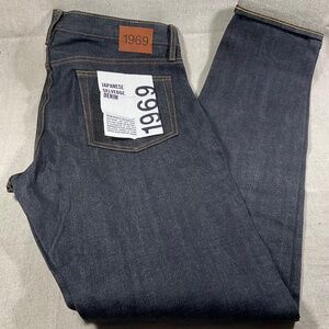 Gap 1969 Jeans Mens Blue Raw Japanese Selvedge Dark Wash Denim 100% Cotton 34x36